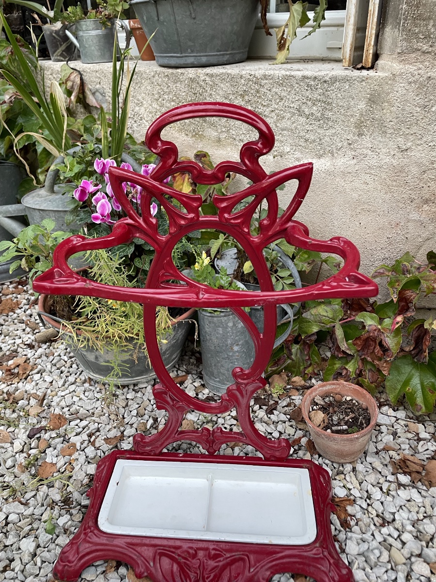 Art Nouveau Enameled Cast-iron Umbrella Stand -photo-2