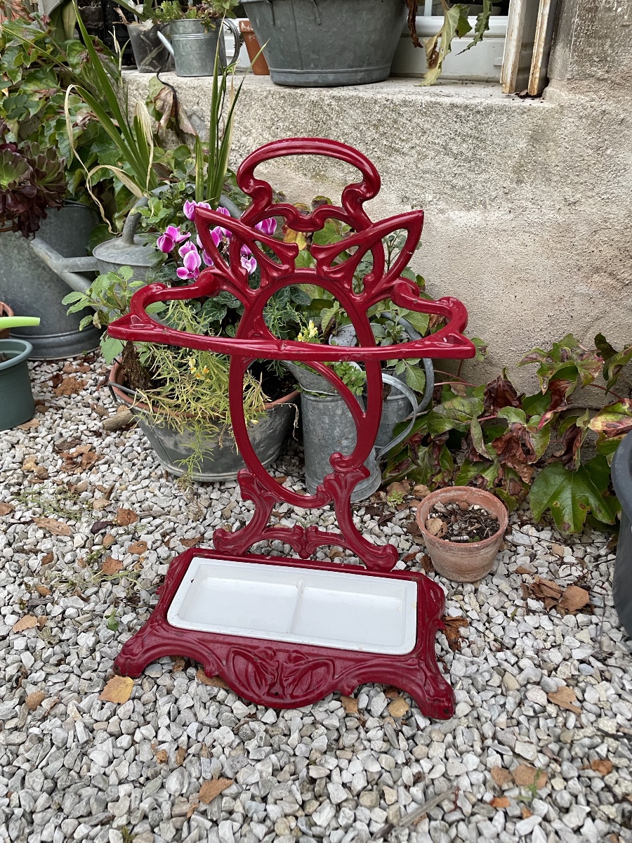 Art Nouveau Enameled Cast-iron Umbrella Stand -photo-3