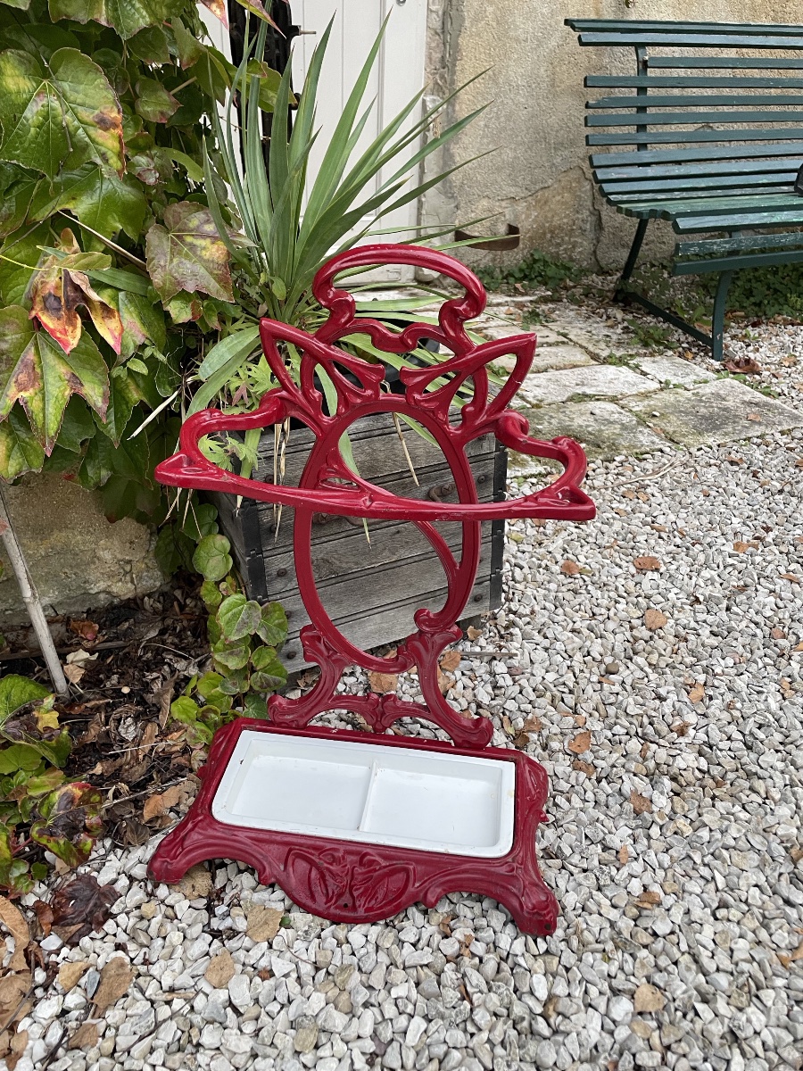 Art Nouveau Enameled Cast-iron Umbrella Stand -photo-5