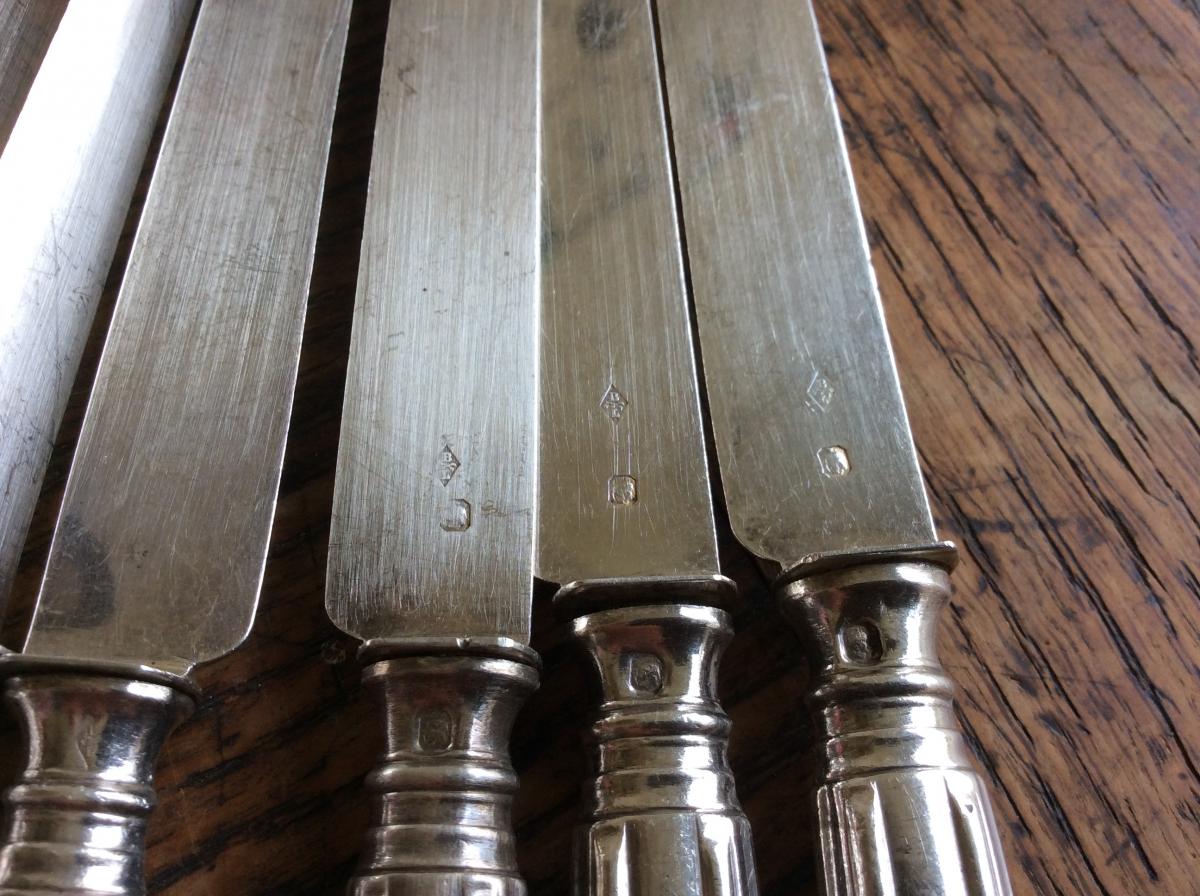 Twelve 950 Silver Dessert Knives-photo-3