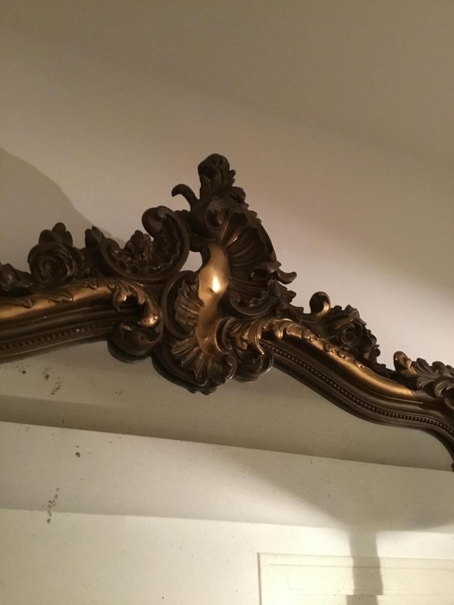 Golden Stucco Mirror With Leaf-photo-3