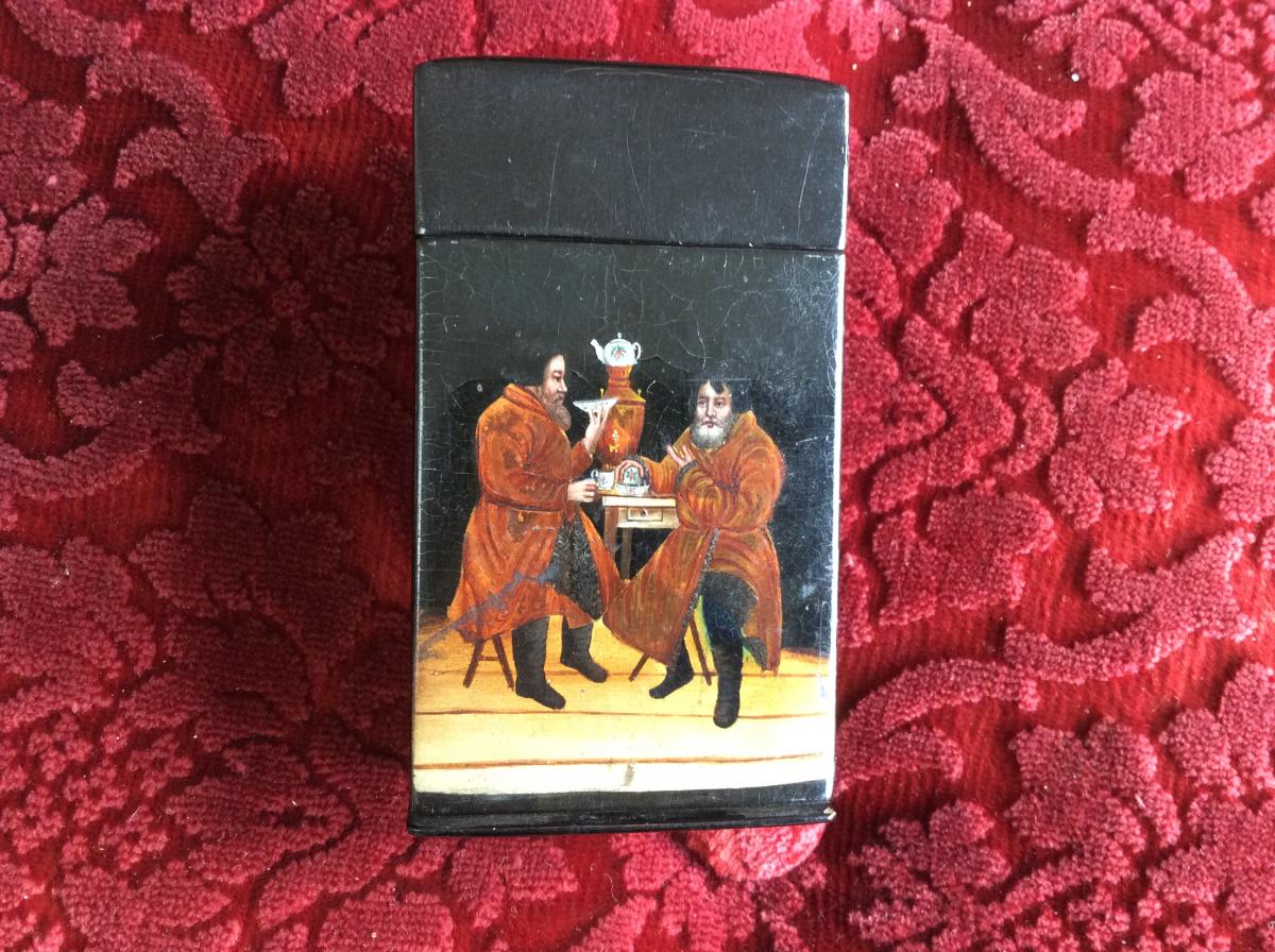 Russian Cigarette Case In Lacquered Wood