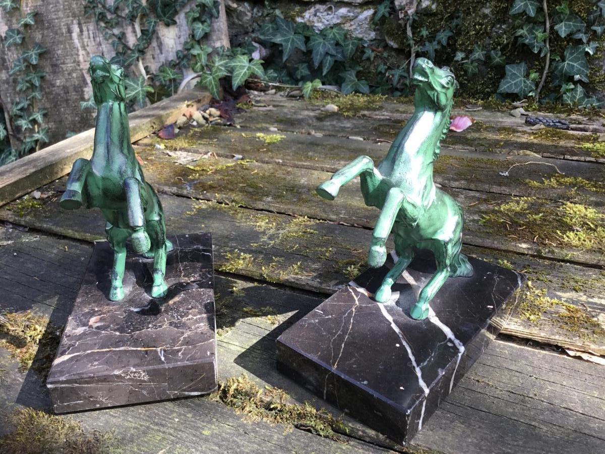 Horses Art Deco Period Bookends-photo-3