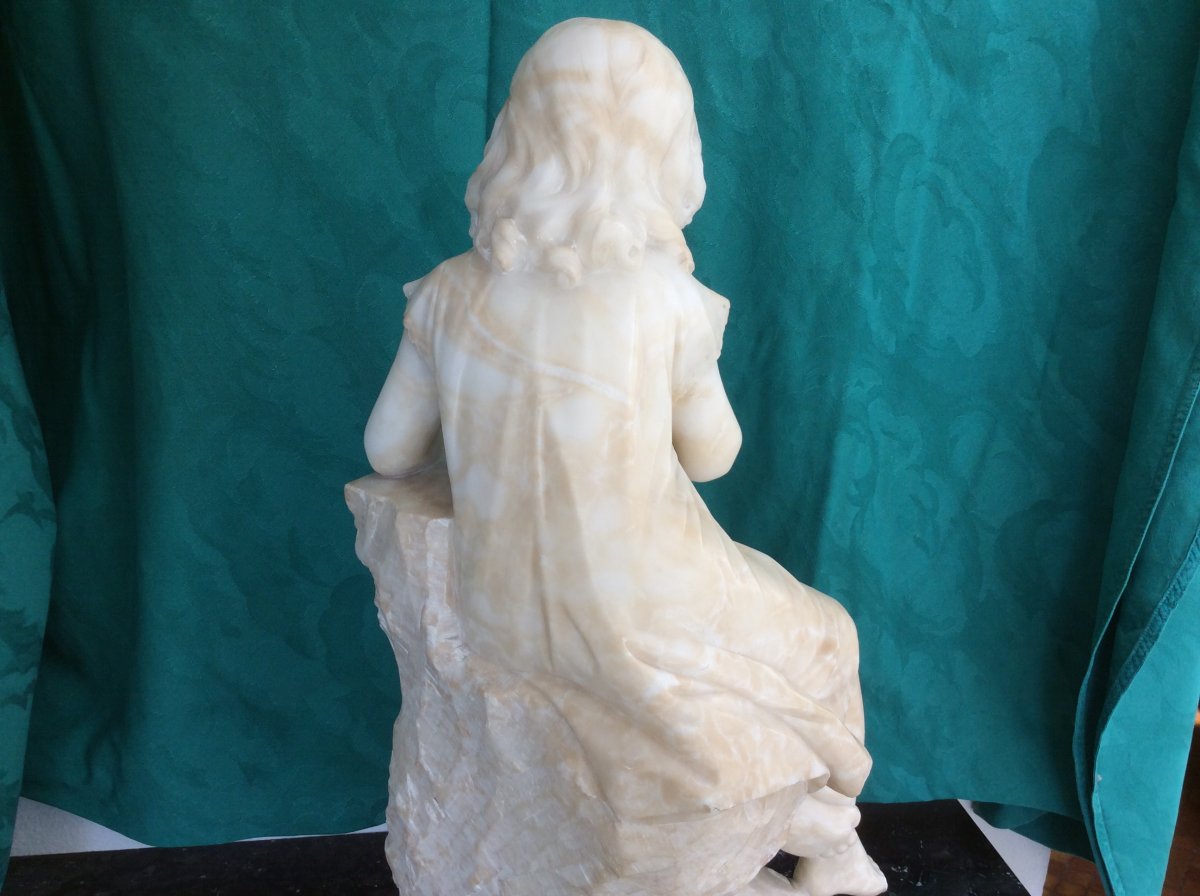 Alabaster Statue: Young Girl Writing.-photo-2