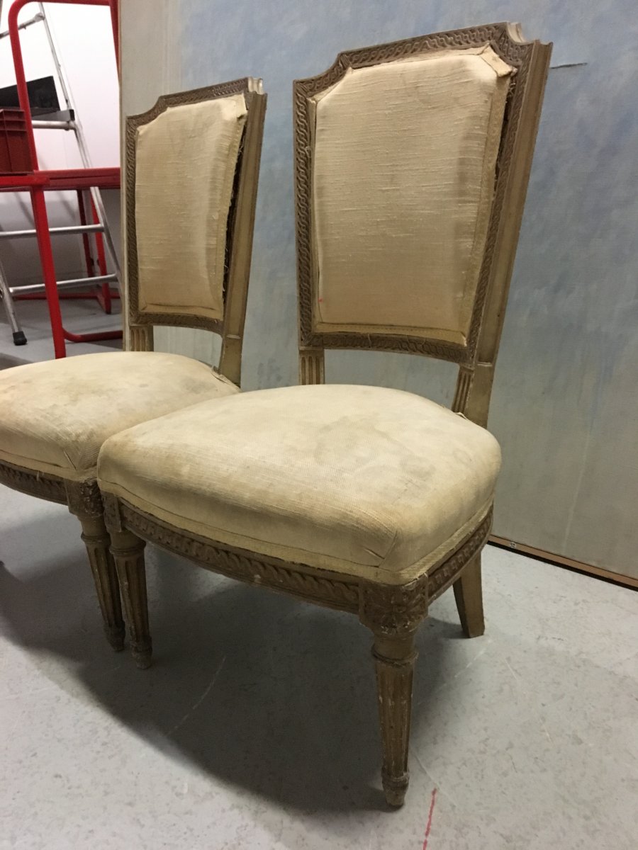 Pair Of Low Chairs Louis XVI Style To Cover-photo-4