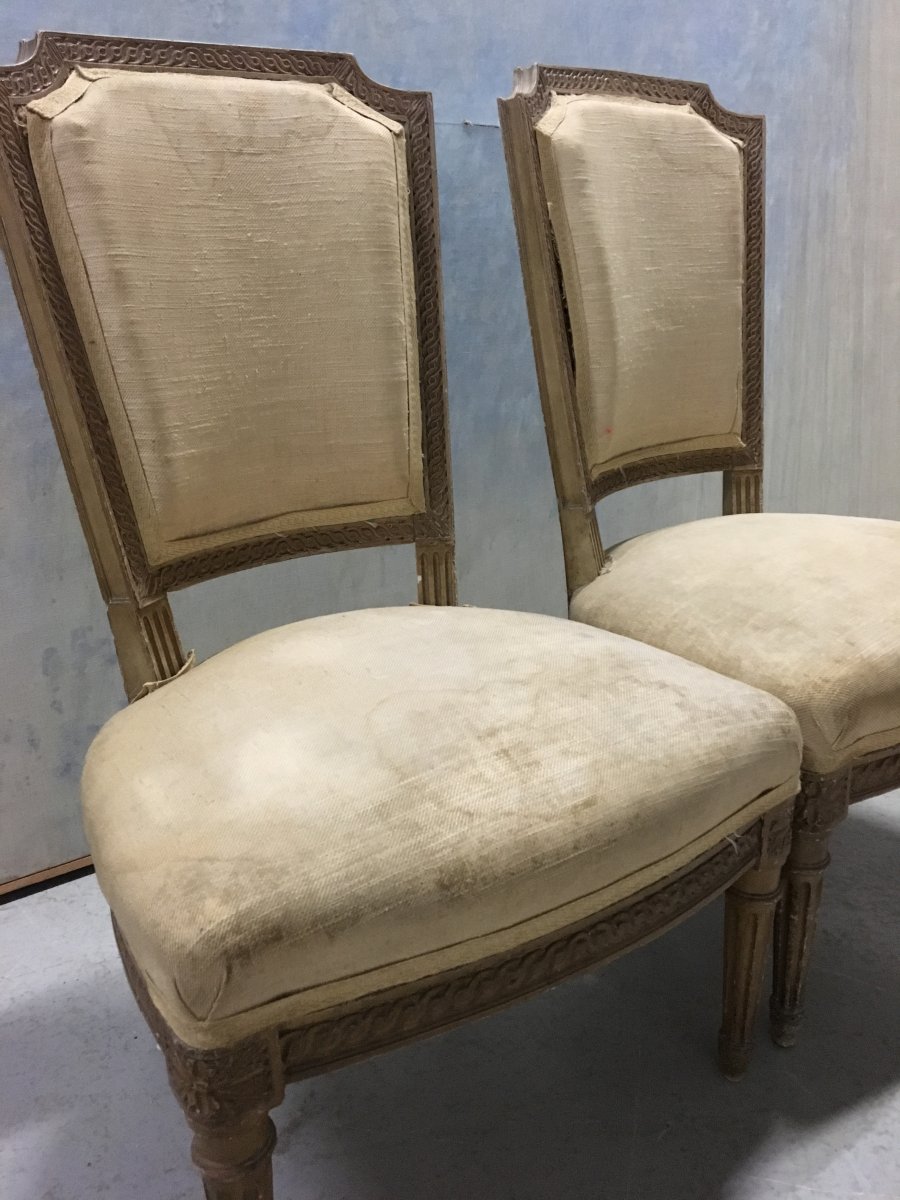 Pair Of Low Chairs Louis XVI Style To Cover-photo-4