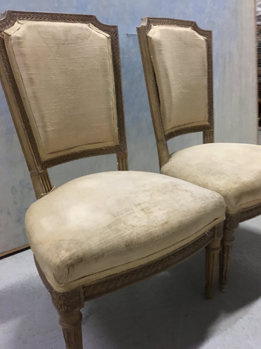Pair Of Low Chairs Louis XVI Style To Cover-photo-5