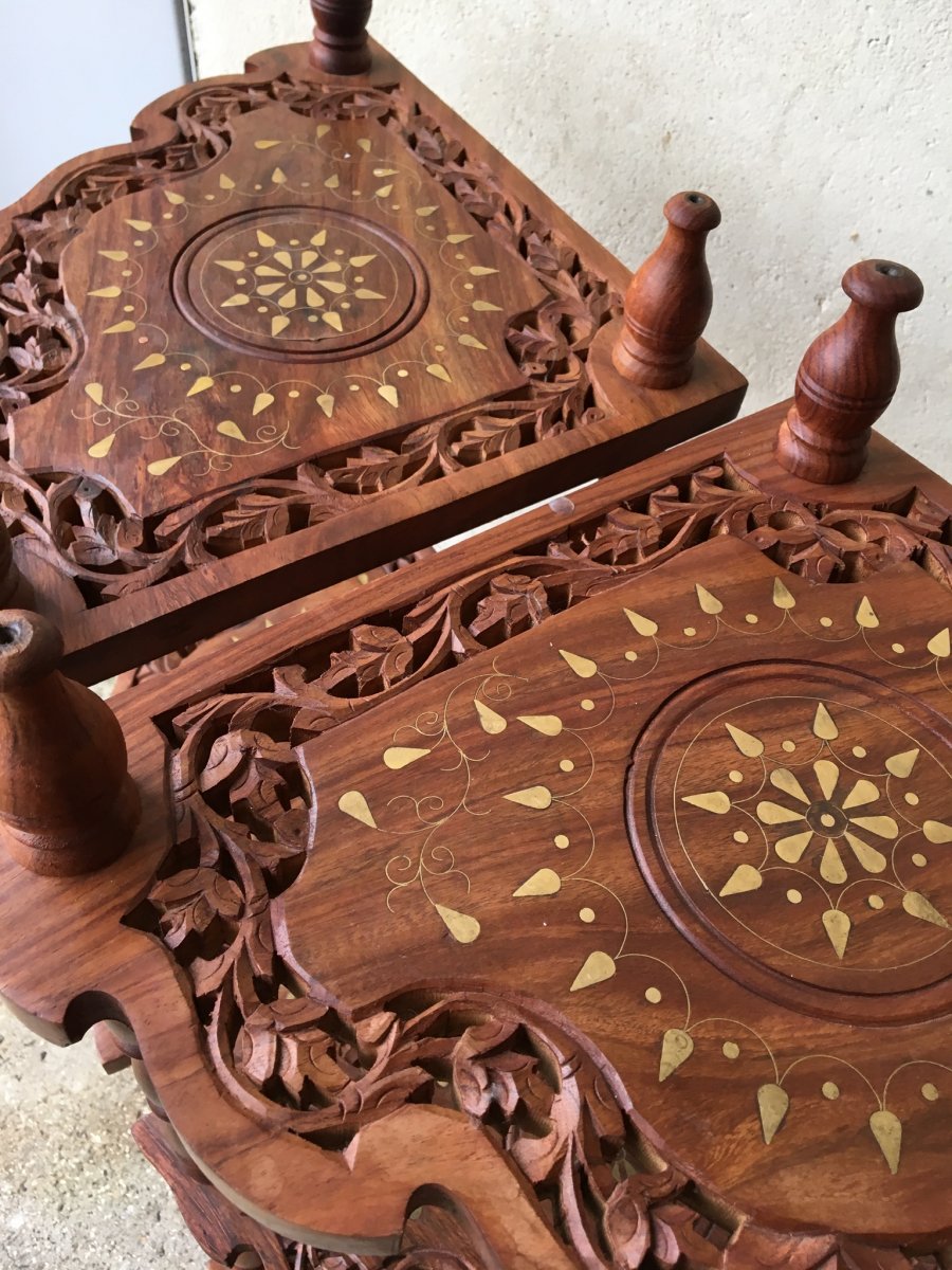 Pair Of Brass Inlaid Corner Cabinets-photo-3