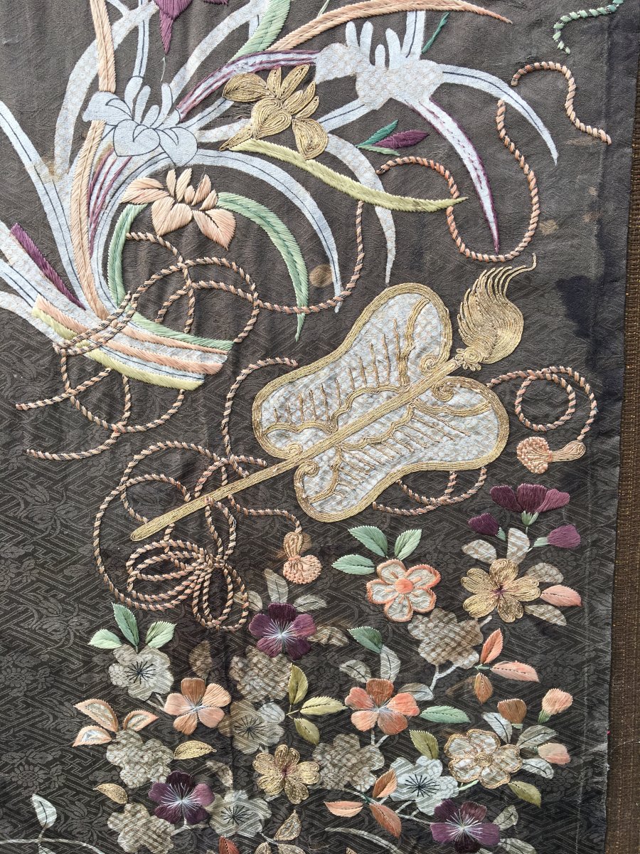Pare Feu à La Broderie Chinoisante, Vers 1900-photo-3