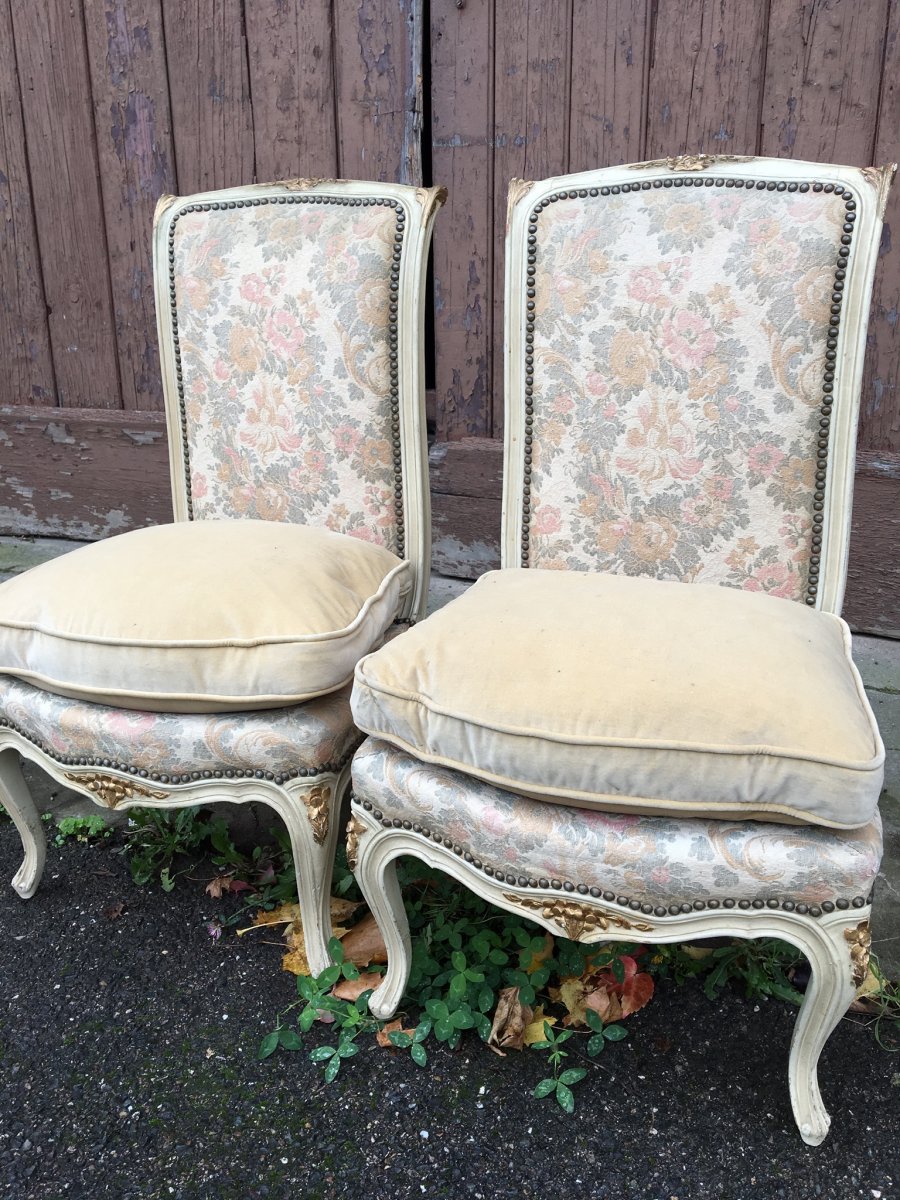 Pair Of Lacquered Low Chairs, Napoleon III-photo-2
