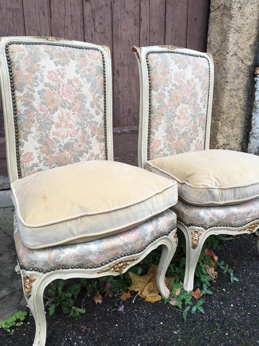 Pair Of Lacquered Low Chairs, Napoleon III-photo-3