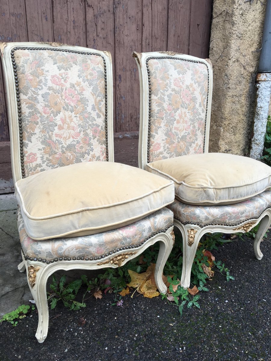 Pair Of Lacquered Low Chairs, Napoleon III-photo-4