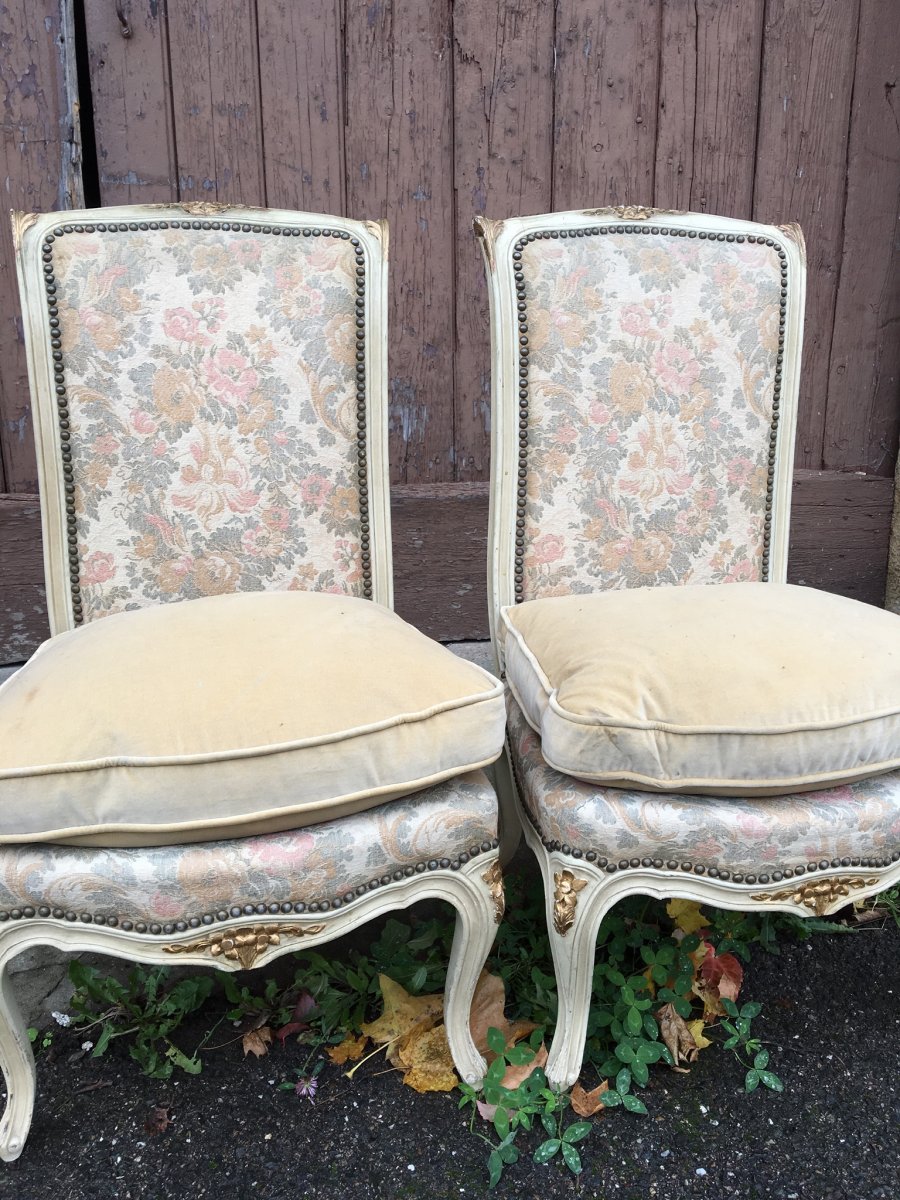 Pair Of Lacquered Low Chairs, Napoleon III-photo-1