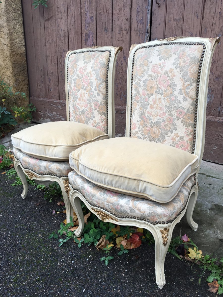 Paire De Chaises Basses Laquées, Napoléon III