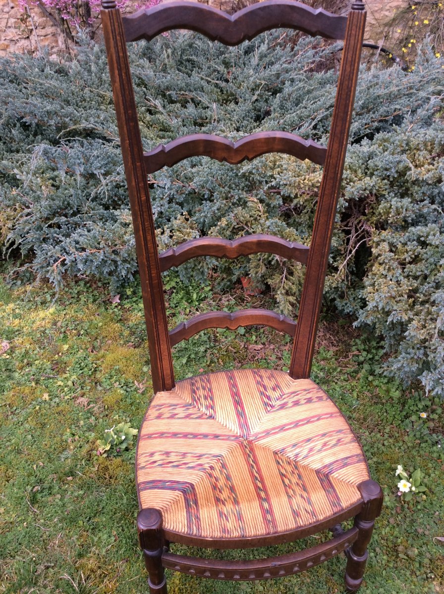 Chaise De Nourrice à L’assise Paillée Multicolore -photo-2