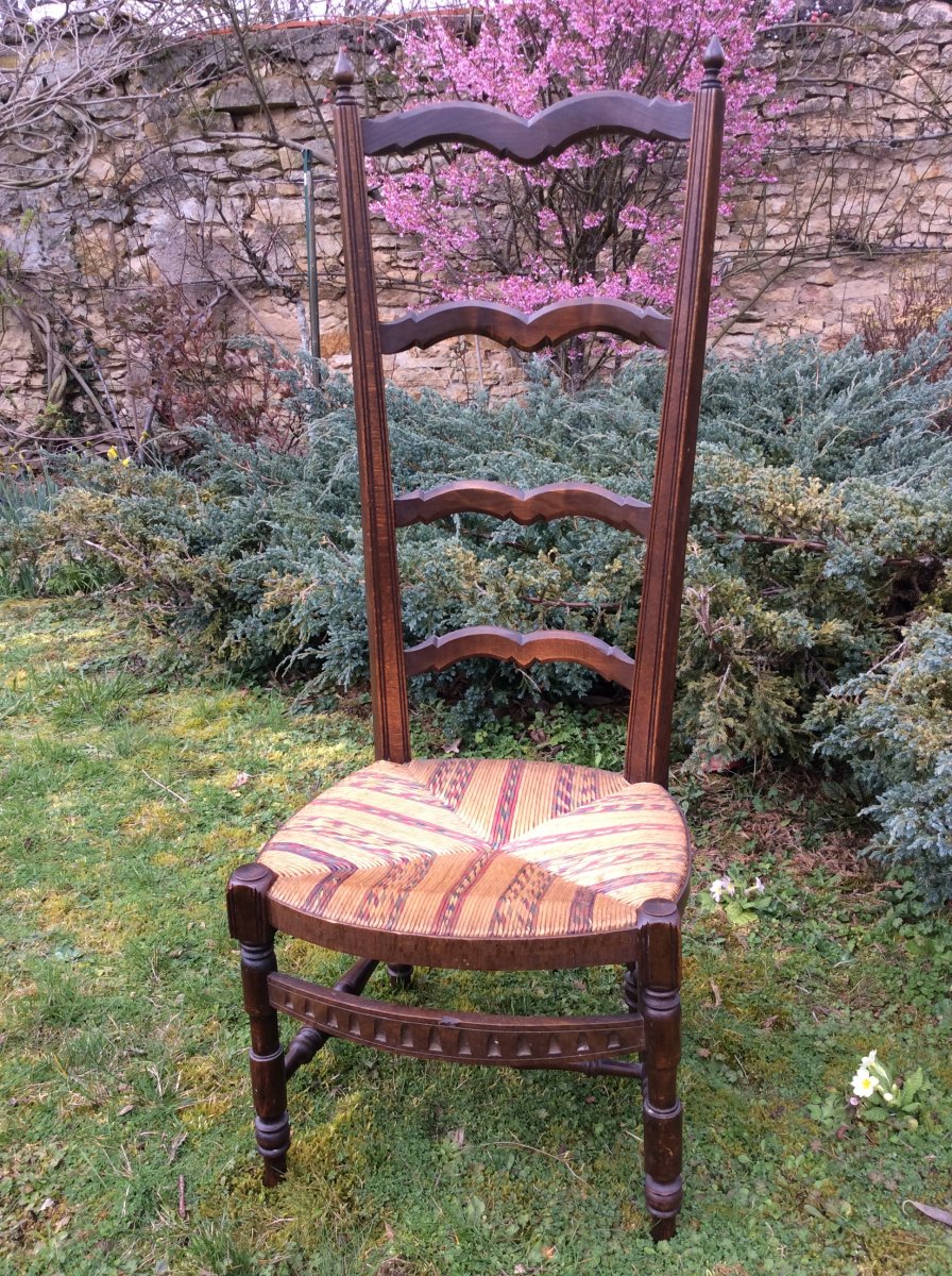 Chaise De Nourrice à L’assise Paillée Multicolore -photo-1