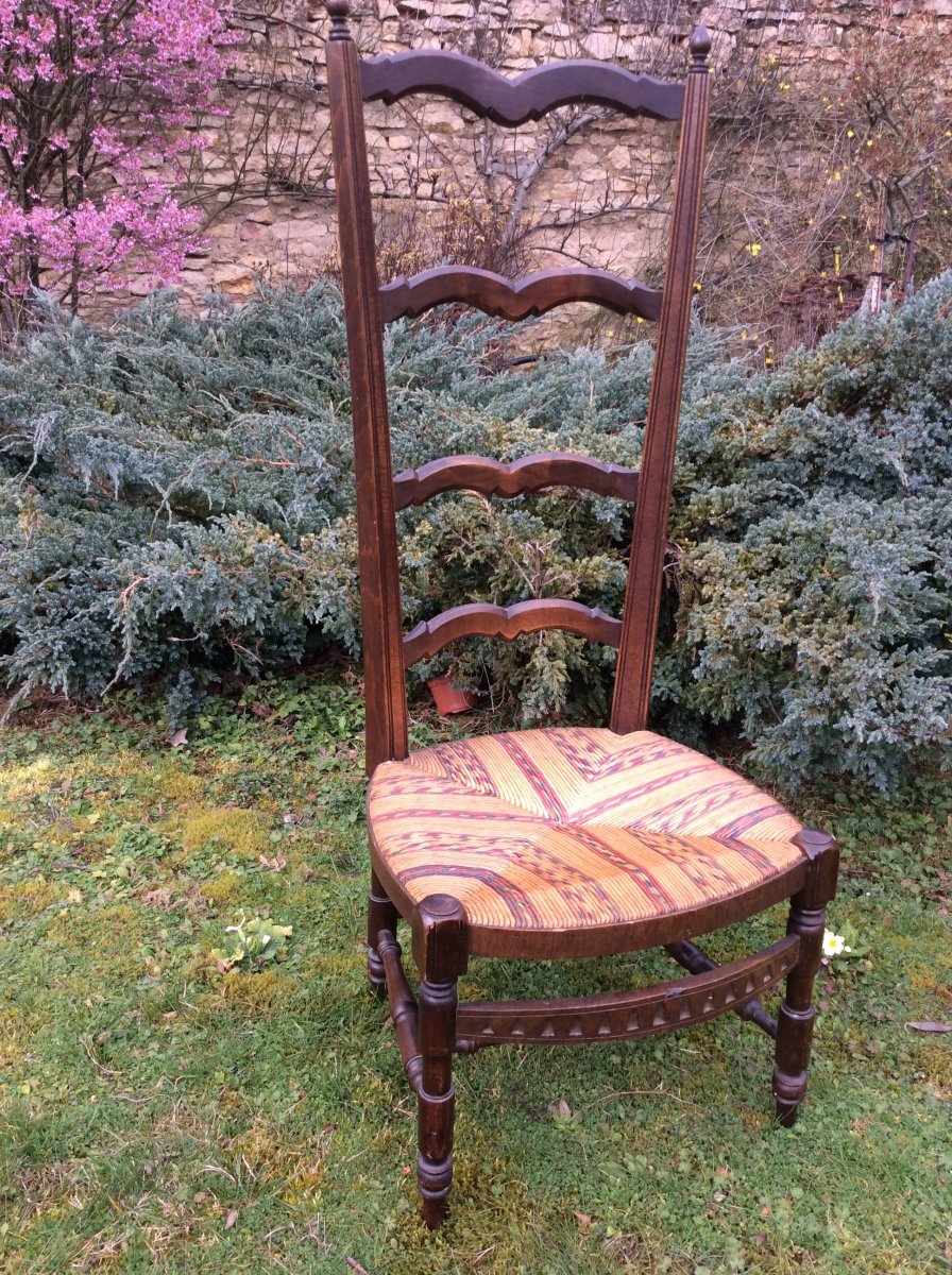 Chaise De Nourrice à L’assise Paillée Multicolore -photo-2