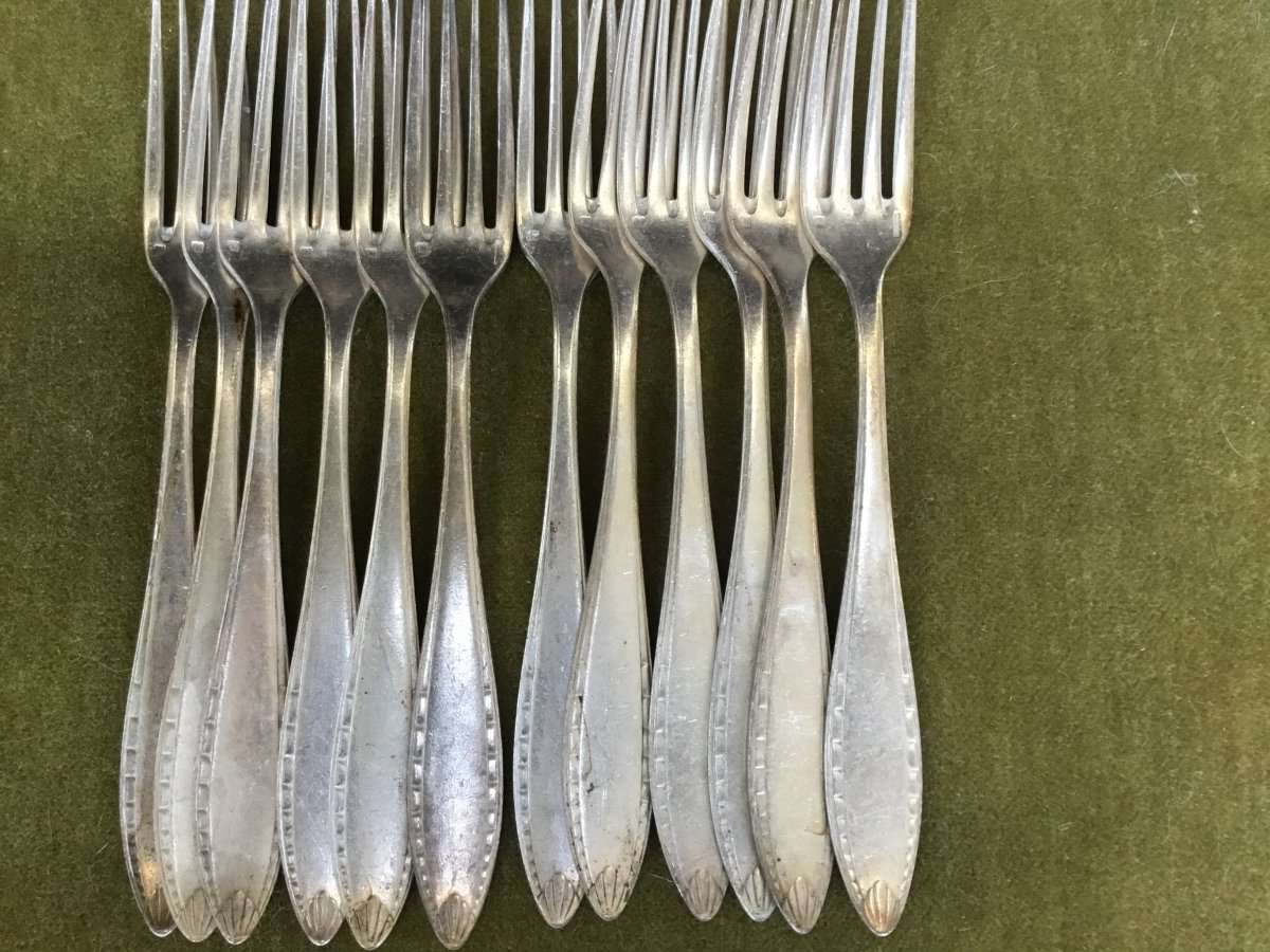 Suite Of 12 Christofle Forks, Vittel Monogram