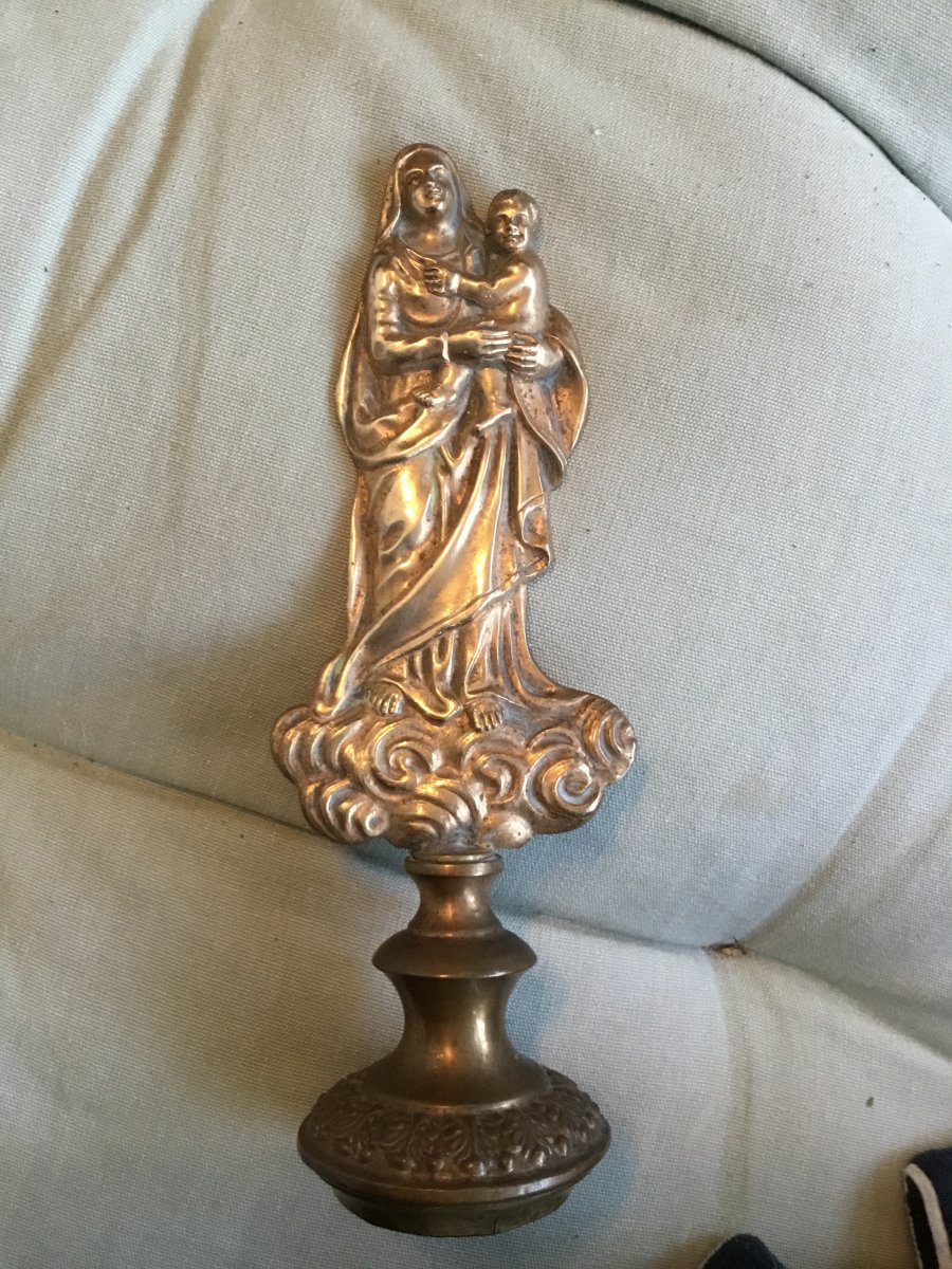 Petite Vierge D’autel En Bronze Doré, XIXème-photo-7