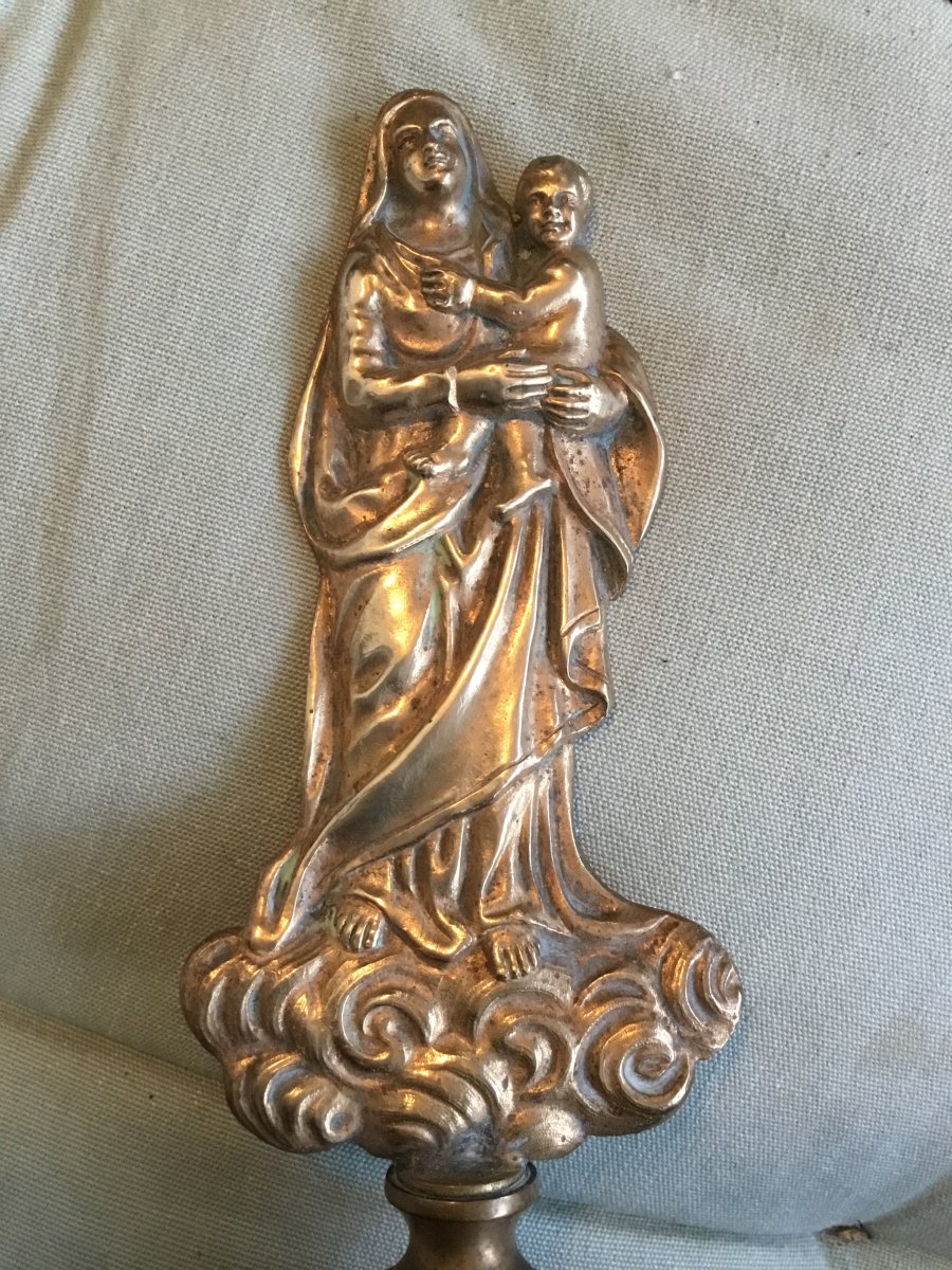 Petite Vierge D’autel En Bronze Doré, XIXème