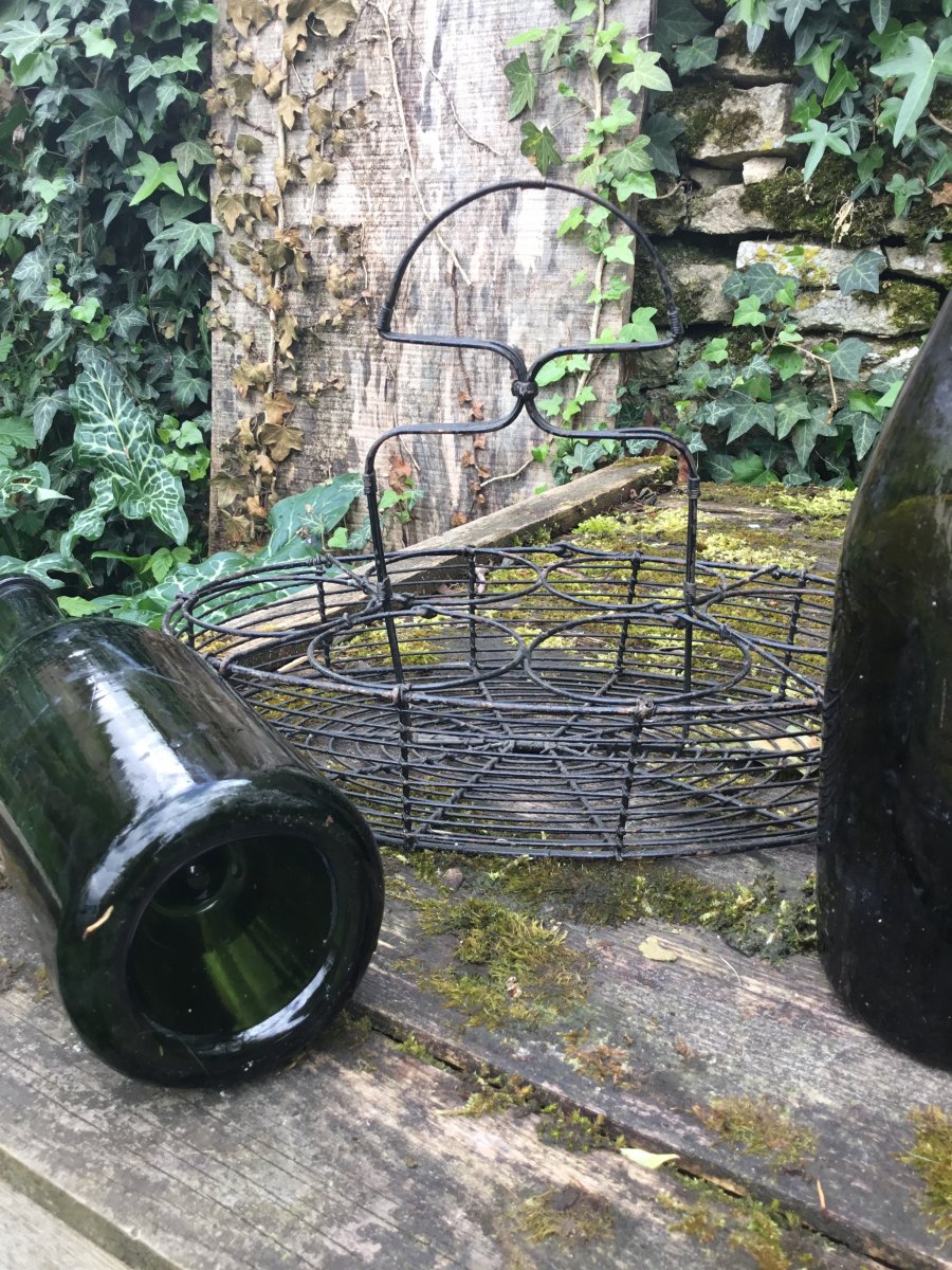 Art Populaire ,les 2  Bouteilles Verre Soufflé XVIIIème  Est De La France-photo-3