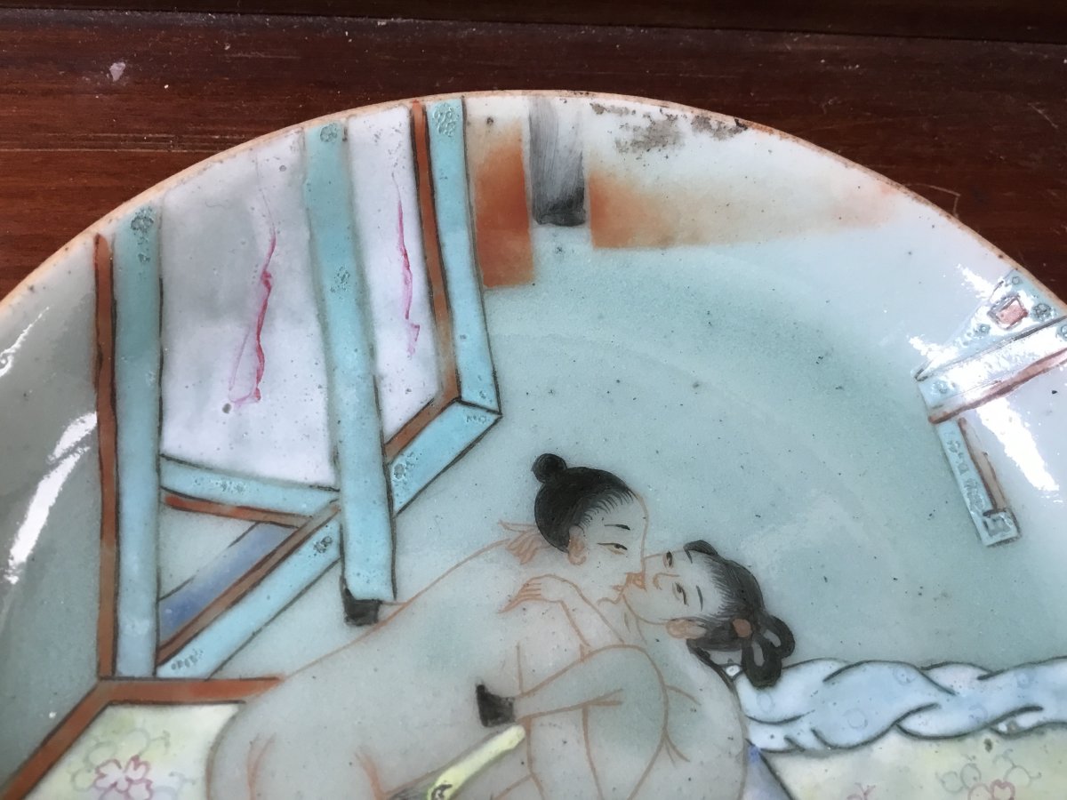 Erotic Plate - China, Canton 19th-photo-3