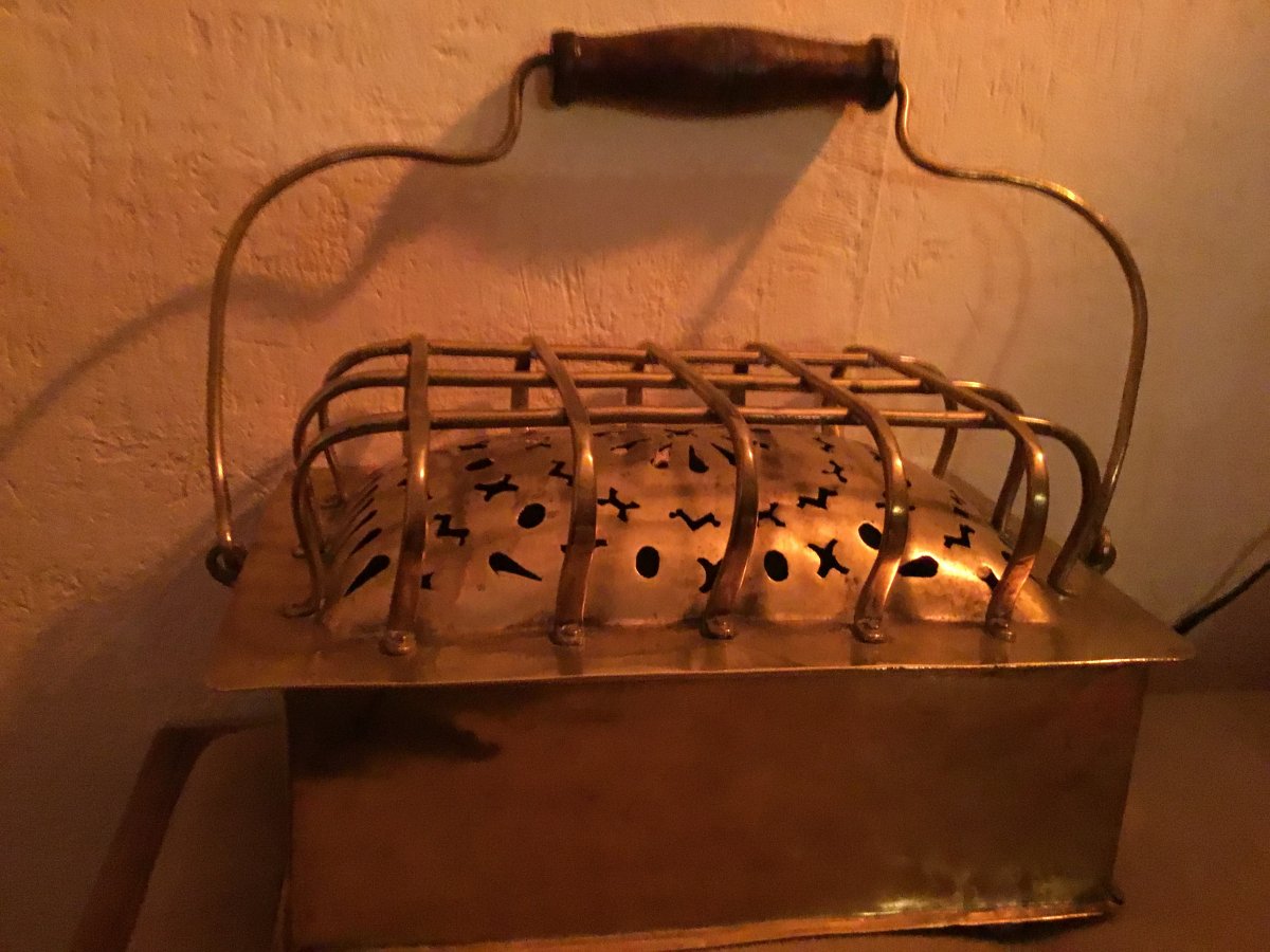 Heater In Golden Brass, Early XIXth-photo-5