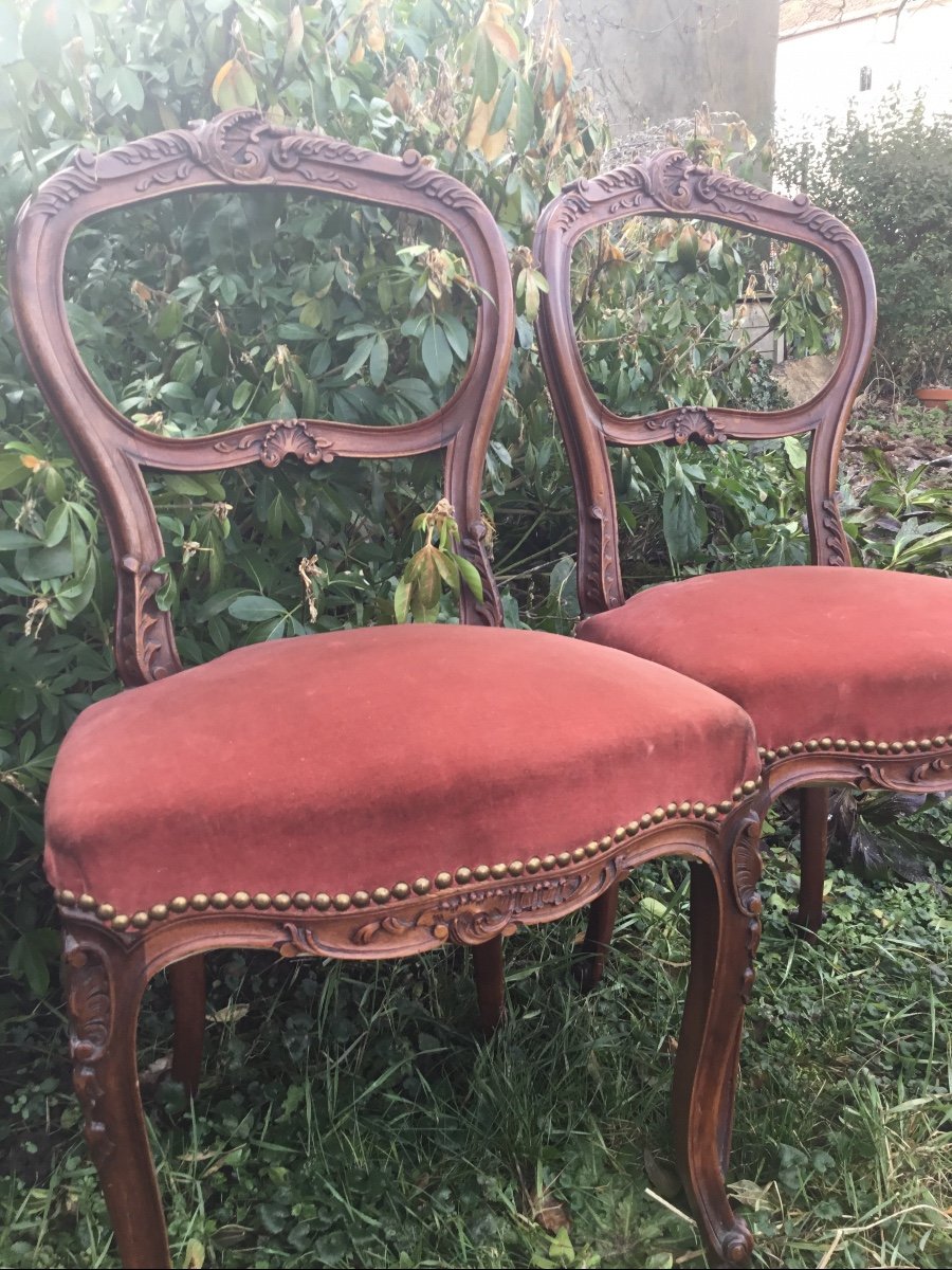 Pair Of Small Chairs Carved In The Louis XV Pattern, Napoleon III-photo-2