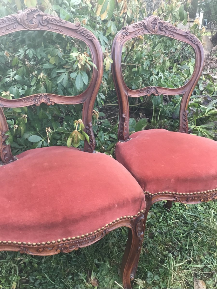 Paire De Petites Chaises Sculptées Au Motif Louis XV, Napoléon III -photo-3