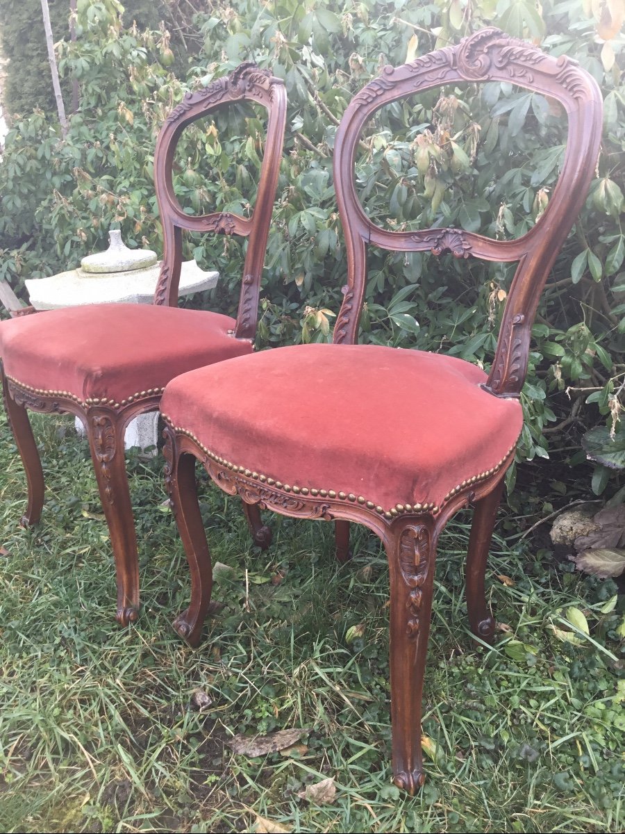 Pair Of Small Chairs Carved In The Louis XV Pattern, Napoleon III-photo-4