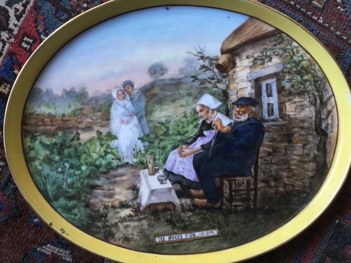 Dish In Painted Earthenware By Henri Grosjean, Painter Lorrain-photo-5