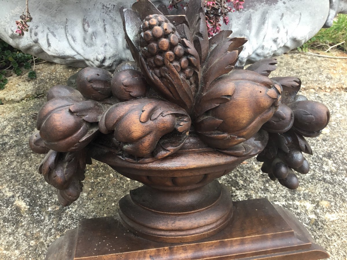 Carved Wood Fruit Basket, Circa 1900-photo-4