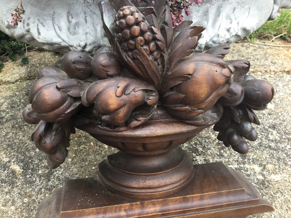 Carved Wood Fruit Basket, Circa 1900-photo-5