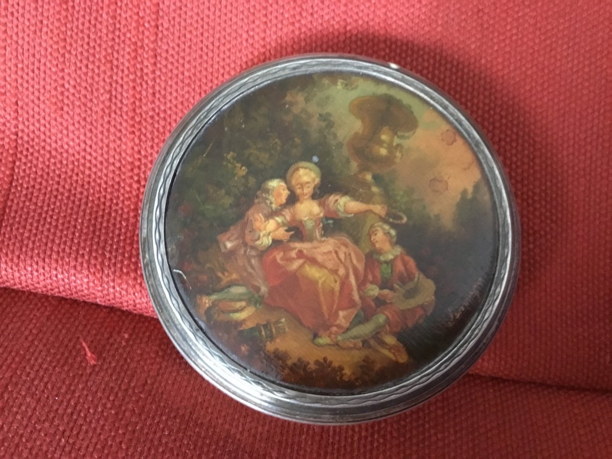 Silver Box Adorned With A Miniature In Martin Varnish Signed Lemoyne-photo-4