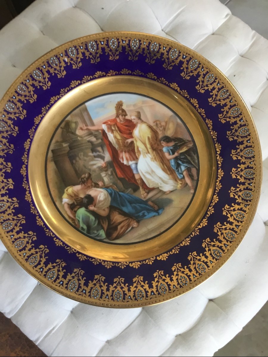 Porcelain Plate Decor With Gold, XIXth-photo-2