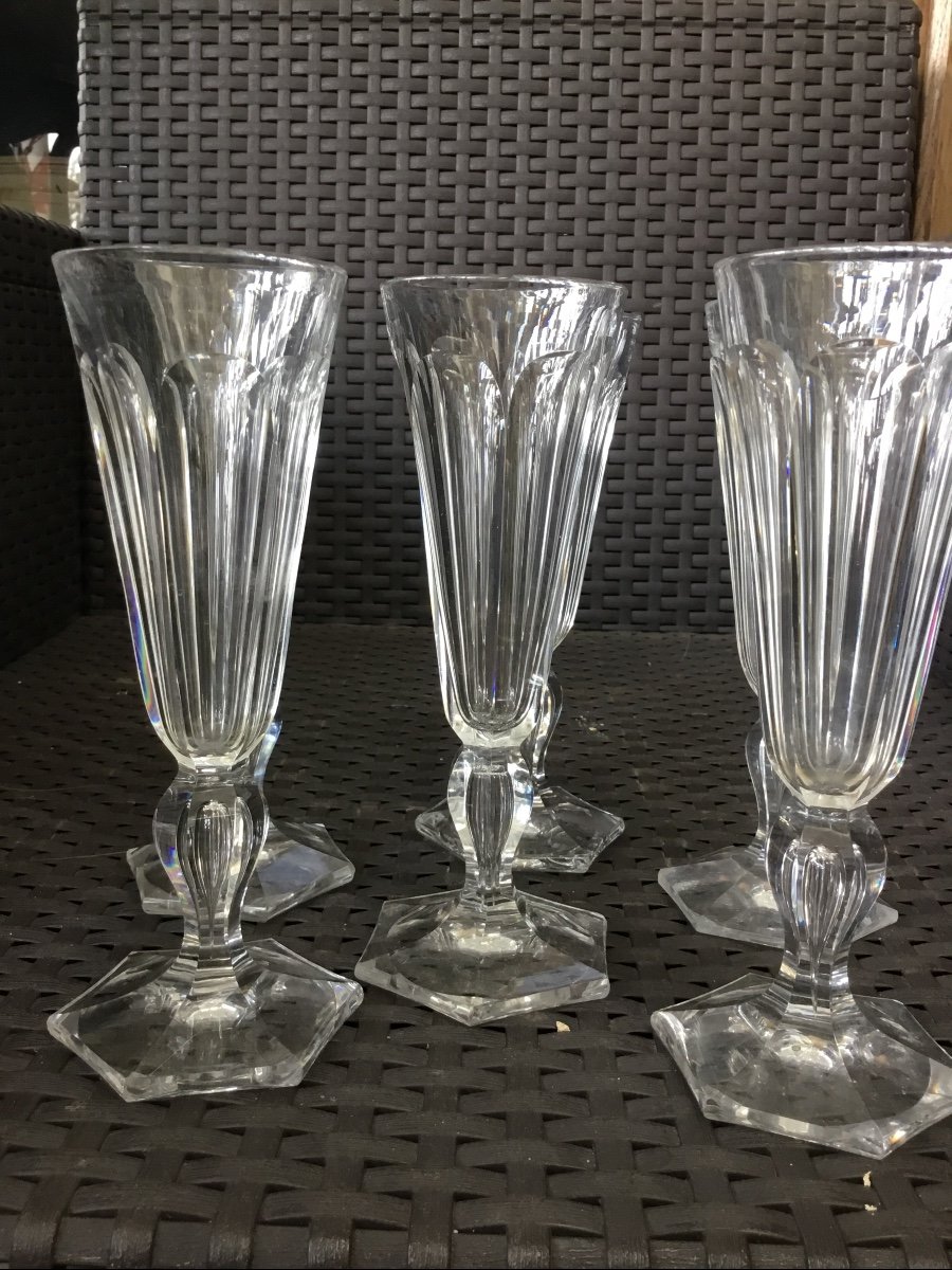 Suite Of 6 Champagne Flutes In Cut Crystal-photo-5
