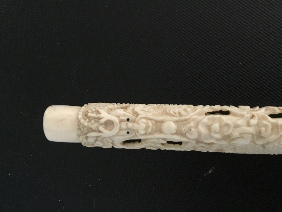 Carved Ivory Cigarette Smoker Japan Circa 1900-photo-2