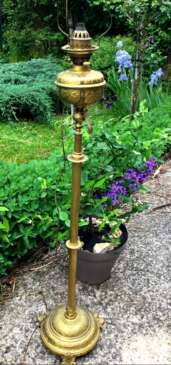 Lampadaire En Bronze Et Laiton Doré à Crémaillère 