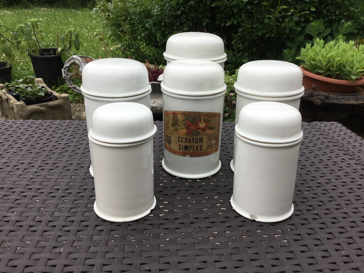 Suite Of 6 Pharmacy Ointment Jars, Nineteenth-photo-8
