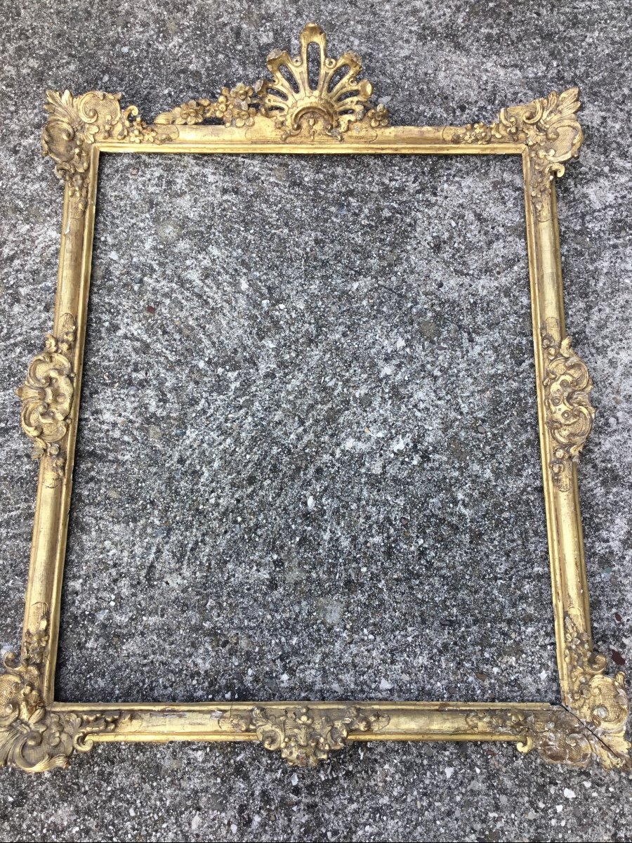 Large 17th Century Frame, Louis XIV, In Carved And Gilded Wood.-photo-3