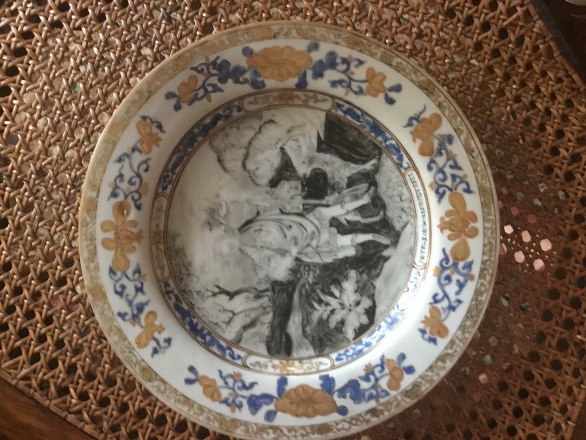 China. Plate Painted In Grisaille, XVIII-photo-3