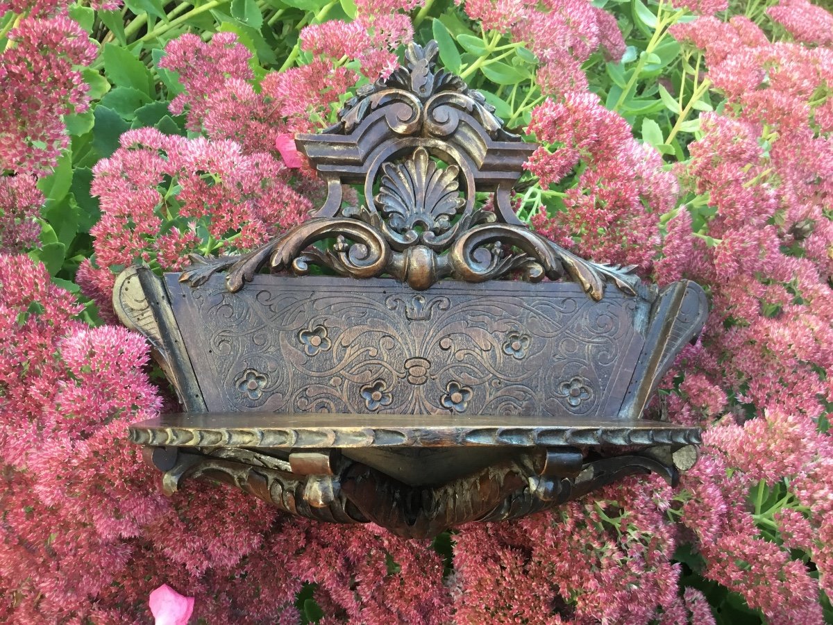 Small Carved Wood Wall Console-photo-3