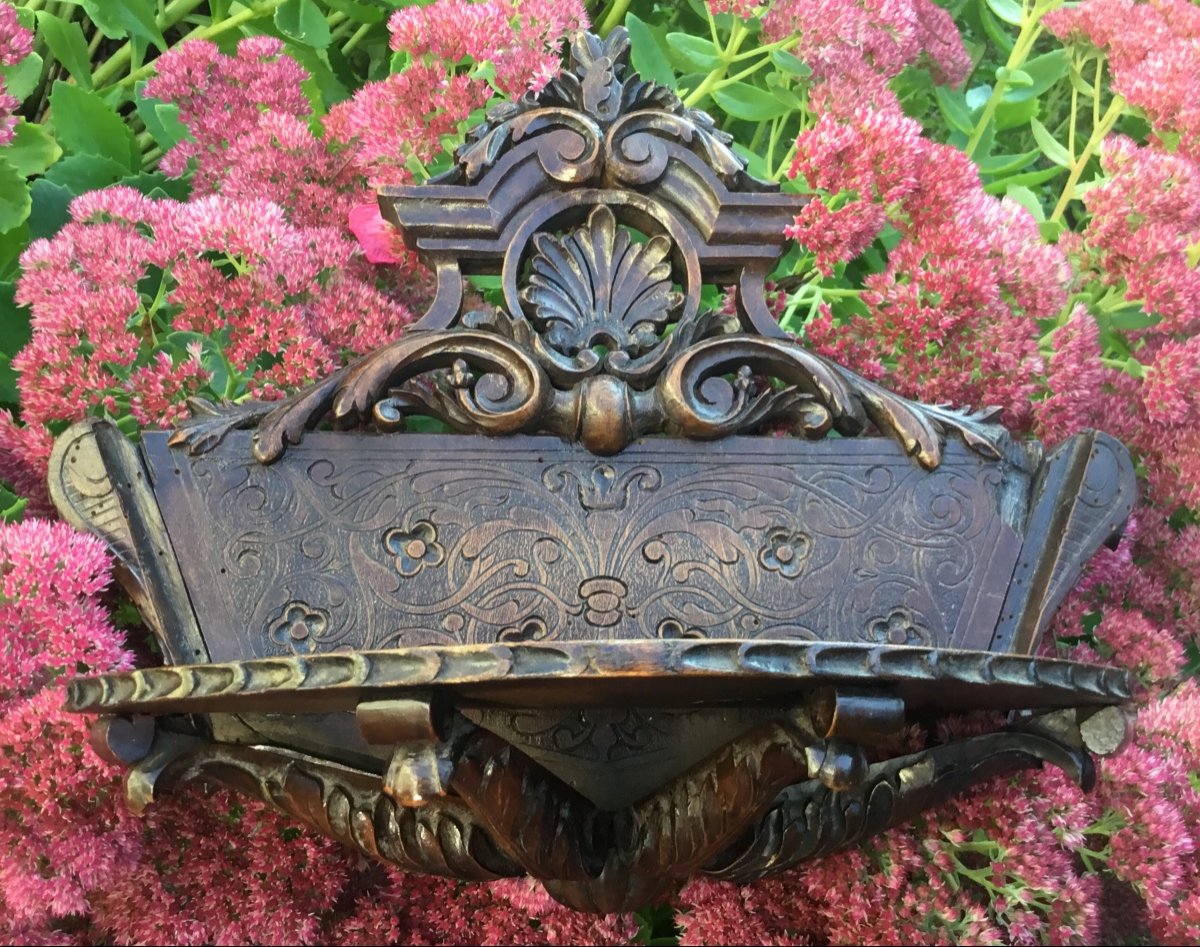 Small Carved Wood Wall Console