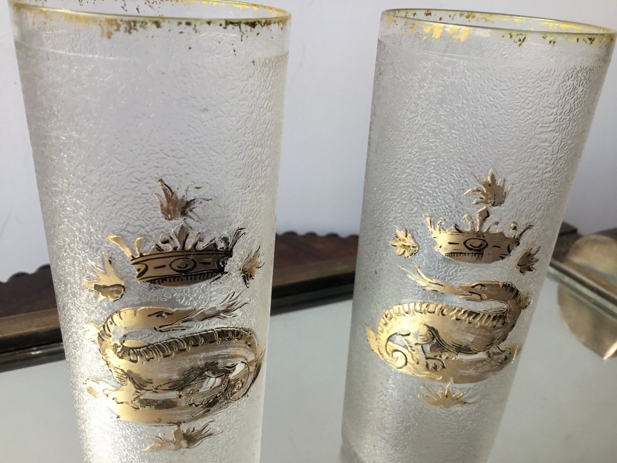 Pair Of Decorated Salamander Glasses