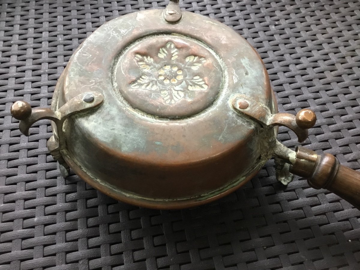 Table Stove, Copper. Floral Decor. 18th Century-photo-5