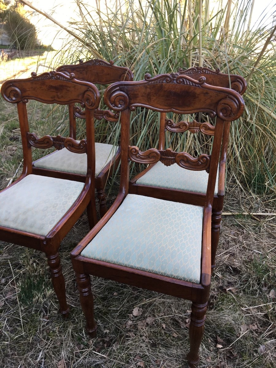 Suite Of 4 English Chairs In Flamed Mahogany-photo-3