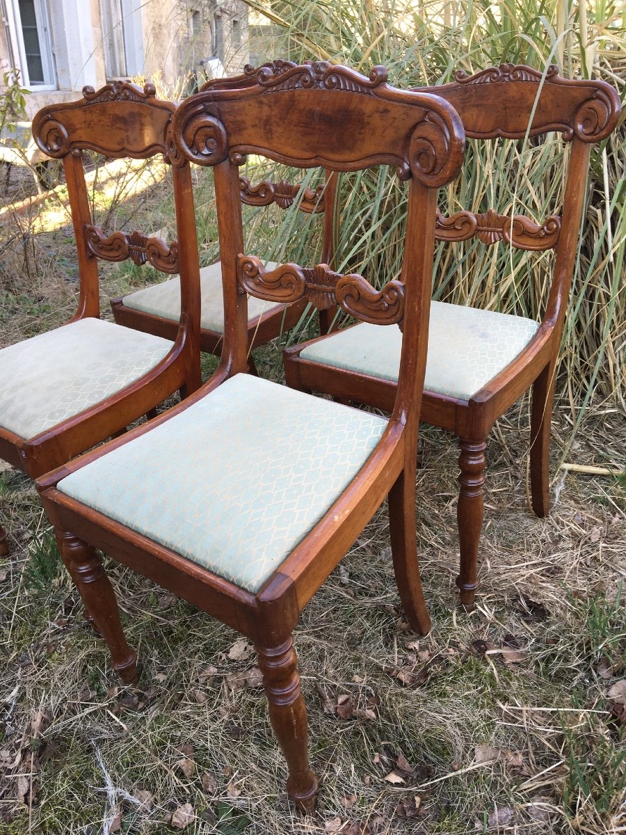 Suite Of 4 English Chairs In Flamed Mahogany-photo-4