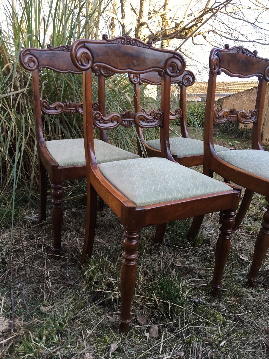 Suite Of 4 English Chairs In Flamed Mahogany-photo-2