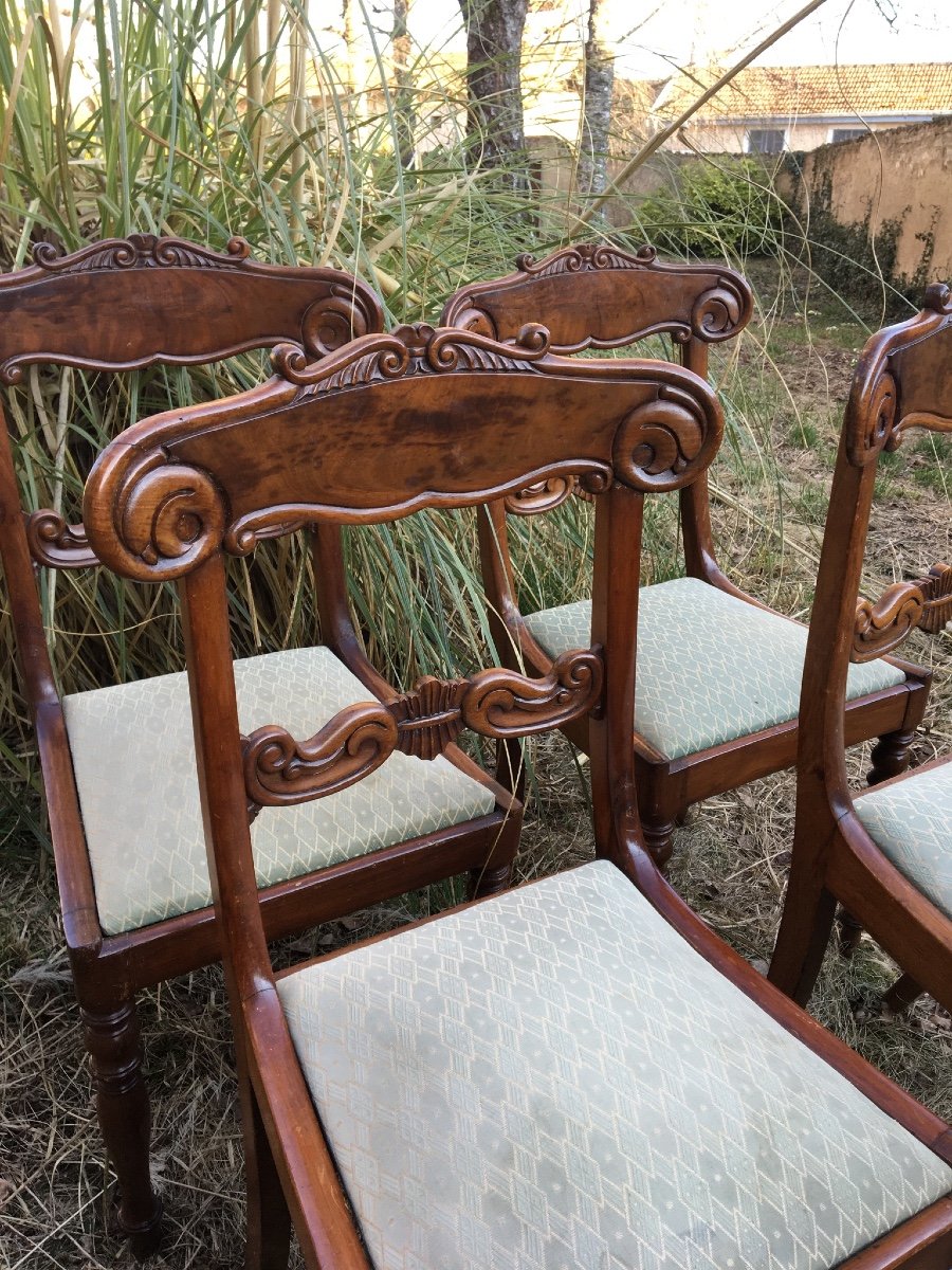 Suite Of 4 English Chairs In Flamed Mahogany-photo-7