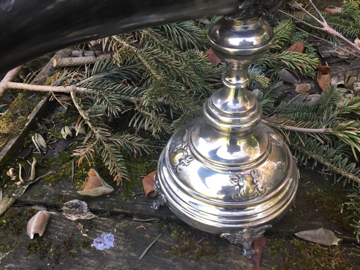 Horn Mounted In Silver Metal, XIXth-photo-4
